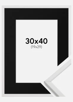 Ramme Galant Hvid 30x40 cm - Passepartout Sort 20x30 cm