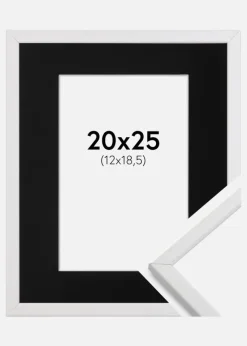 Ramme Galant Hvid 20x25 cm - Passepartout Sort 13x19,5 cm