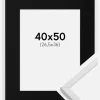 Ramme Galant Hvid 40x50 cm - Passepartout Sort 27,5x37 cm
