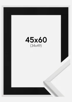 Ramme Galant Hvid 45x60 cm - Passepartout Sort 35x50 cm