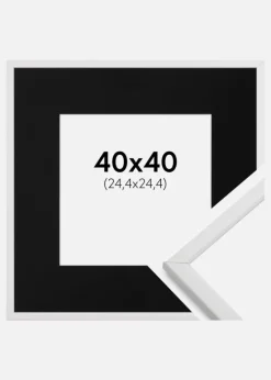 Ramme Galant Hvid 40x40 cm - Passepartout Sort 10x10 inches