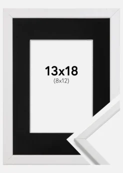 Ramme Galant Hvid 13x18 cm - Passepartout Sort 9x13 cm