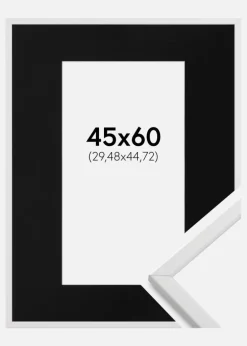 Ramme Galant Hvid 45x60 cm - Passepartout Sort 12x18 inches
