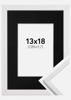 Ramme Galant Hvid 13x18 cm - Passepartout Sort 3,5x5 inches