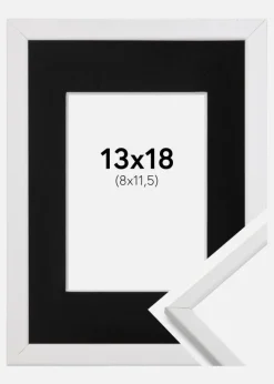 Ramme Galant Hvid 13x18 cm - Passepartout Sort 9x12 cm