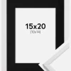 Ramme Galant Hvid 15x20 cm - Passepartout Sort 11x15 cm