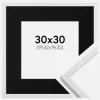 Ramme Galant Hvid 30x30 cm - Passepartout Sort 8x8 inches