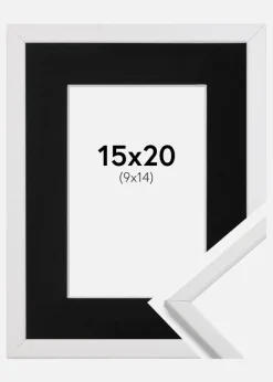 Ramme Galant Hvid 15x20 cm - Passepartout Sort 10x15 cm