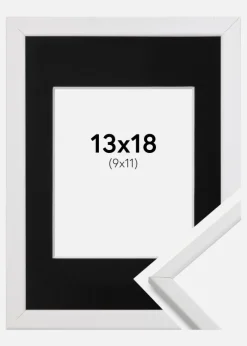 Ramme Galant Hvid 13x18 cm - Passepartout Sort 10x12 cm