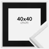 Ramme Galant Hvid 40x40 cm - Passepartout Sort 30x30 cm