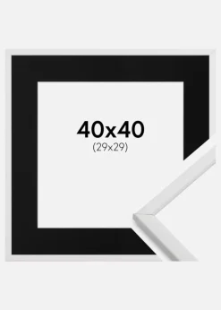 Ramme Galant Hvid 40x40 cm - Passepartout Sort 30x30 cm