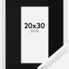 Ramme Galant Hvid 20x30 cm - Passepartout Sort 10x20 cm
