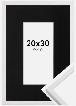 Ramme Galant Hvid 20x30 cm - Passepartout Sort 10x20 cm