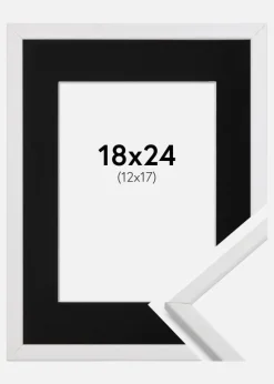 Ramme Galant Hvid 18x24 cm - Passepartout Sort 13x18 cm