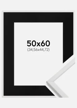 Ramme Galant Hvid 50x60 cm - Passepartout Sort 14x18 inches