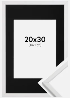 Ramme Galant Hvid 20x30 cm - Passepartout Sort 15x21 cm (A5)