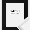 Ramme Galant Hvid 24x30 cm - Passepartout Sort 7x9 inches