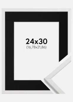 Ramme Galant Hvid 24x30 cm - Passepartout Sort 7x9 inches