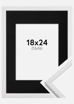 Ramme Galant Hvid 18x24 cm - Passepartout Sort 13x17 cm