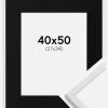 Ramme Galant Hvid 40x50 cm - Passepartout Sort 28x35 cm