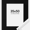 Ramme Galant Hvid 35x50 cm - Passepartout Sort 9x12 inches