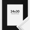 Ramme Galant Hvid 24x30 cm - Passepartout Sort 6x8 inches