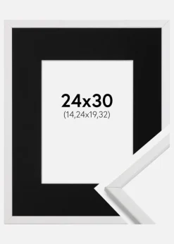 Ramme Galant Hvid 24x30 cm - Passepartout Sort 6x8 inches