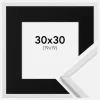 Ramme Galant Hvid 30x30 cm - Passepartout Sort 20x20 cm