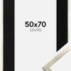 Ramme Galant Sølv 50x70 cm - Passepartout Sort 33x56 cm