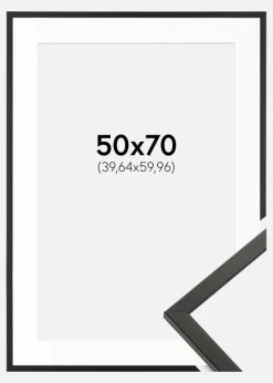 Ramme Galant Sort 50x70 cm - Passepartout Hvid 16x24 inches