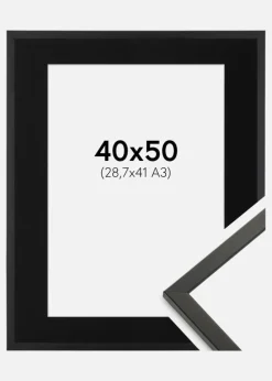 Ramme Galant Sort 40x50 cm - Passepartout Sort 29,7x42 cm (A3)