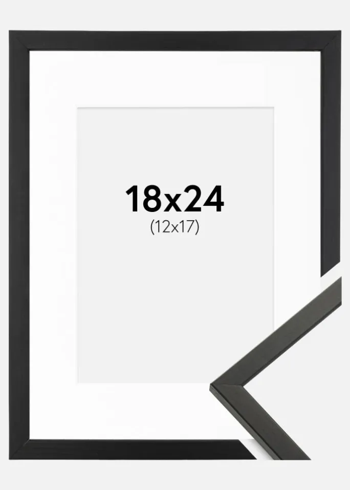 Ramme Galant Sort 18x24 cm - Passepartout Hvid 13x18 cm