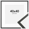 Ramme Galant Sort 40x40 cm - Passepartout Hvid 30x30 cm