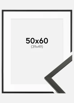 Ramme Galant Sort 50x60 cm - Passepartout Hvid 40x50 cm