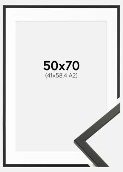 Ramme Galant Sort 50x70 cm - Passepartout Hvid 42x59,4 cm (A2)