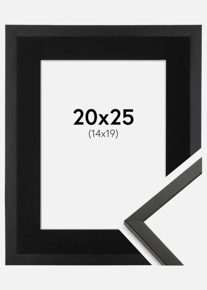 Ramme Galant Sort 20x25 cm - Passepartout Sort 15x20 cm