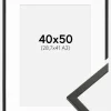 Ramme Galant Sort 40x50 cm - Passepartout Hvid 29,7x42 cm (A3)