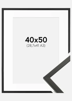 Ramme Galant Sort 40x50 cm - Passepartout Hvid 29,7x42 cm (A3)