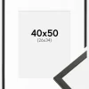 Ramme Galant Sort 40x50 cm - Passepartout Hvid 27x35 cm