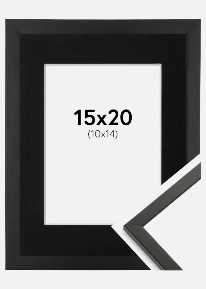 Ramme Galant Sort 15x20 cm - Passepartout Sort 11x15 cm