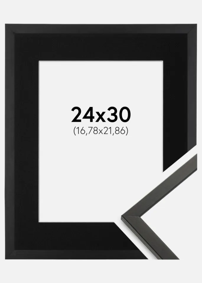 Ramme Galant Sort 24x30 cm - Passepartout Sort 7x9 inches