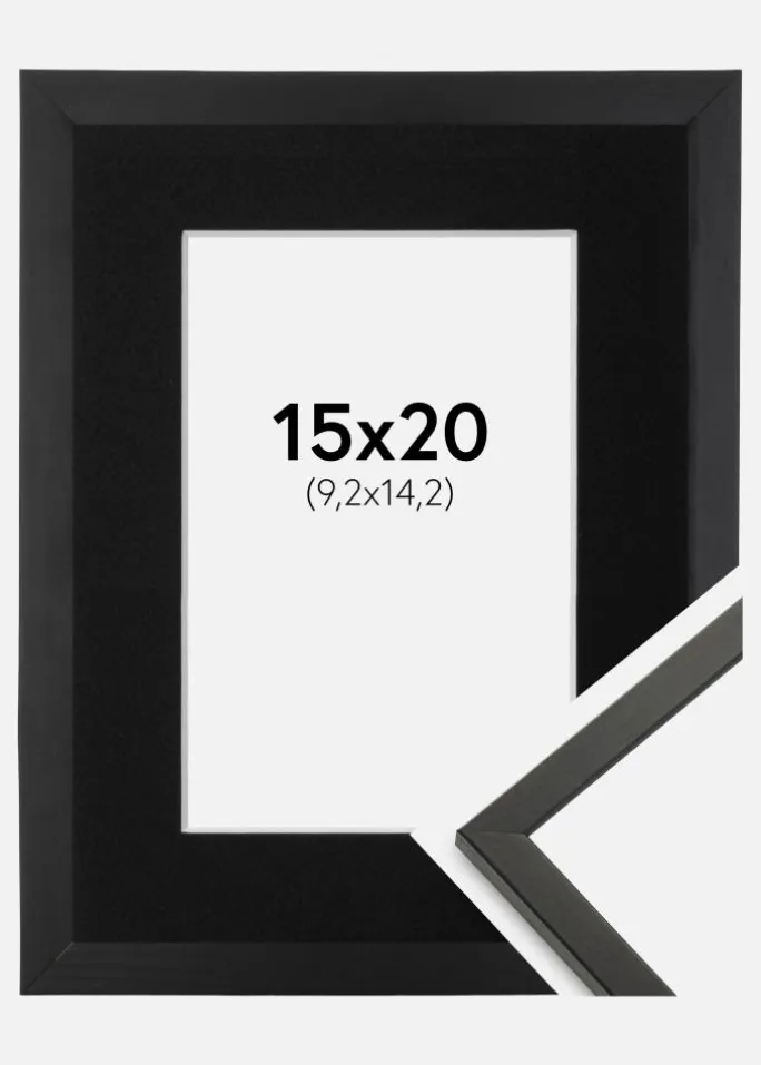 Ramme Galant Sort 15x20 cm - Passepartout Sort 4x6 inches