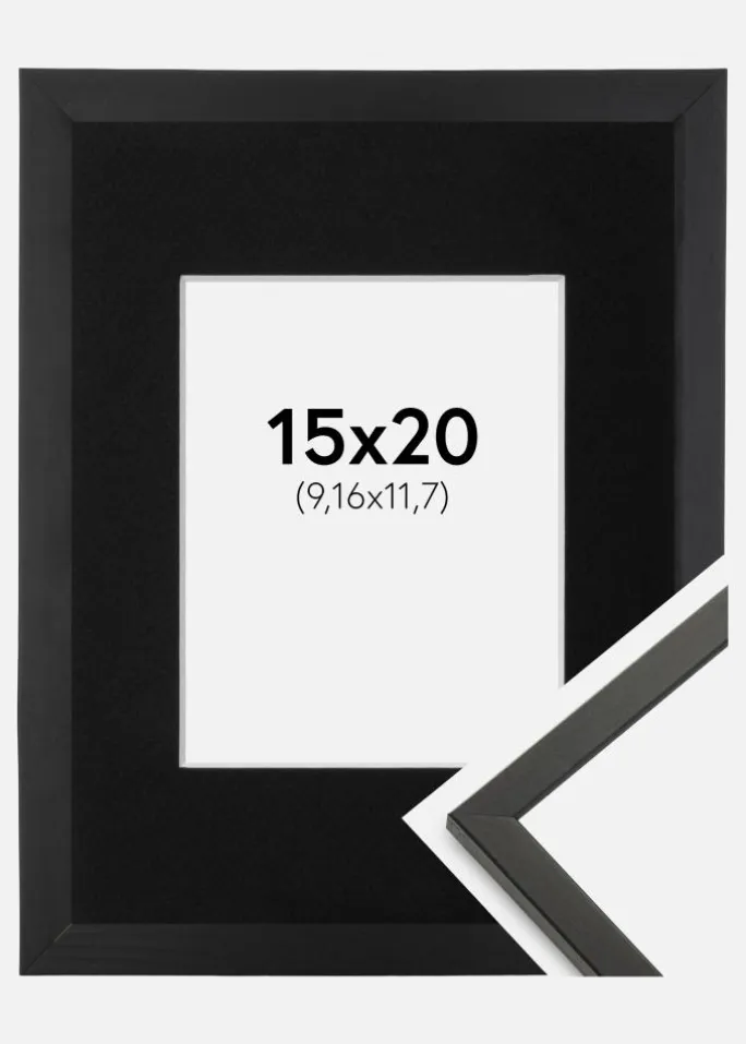 Ramme Galant Sort 15x20 cm - Passepartout Sort 4x5 inches