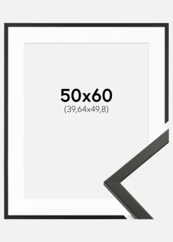Ramme Galant Sort 50x60 cm - Passepartout Hvid 16x20 inches