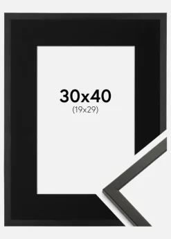 Ramme Galant Sort 30x40 cm - Passepartout Sort 20x30 cm