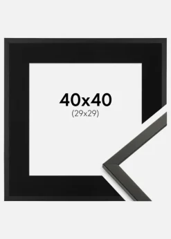 Ramme Galant Sort 40x40 cm - Passepartout Sort 30x30 cm