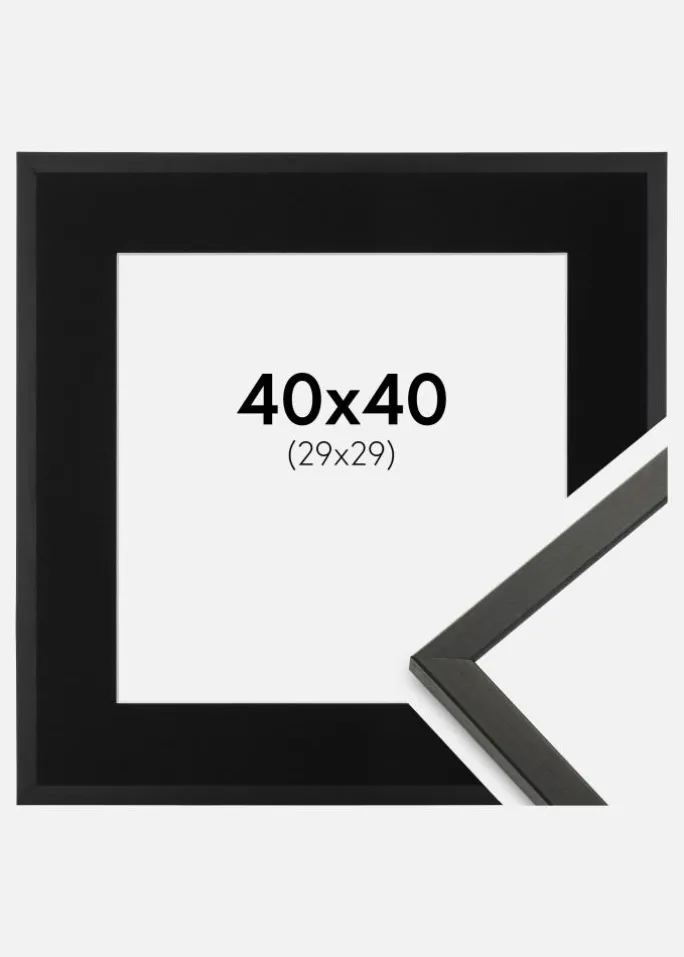 Ramme Galant Sort 40x40 cm - Passepartout Sort 30x30 cm