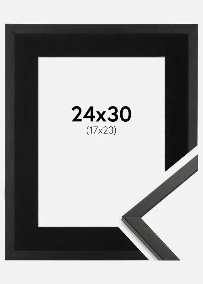 Ramme Galant Sort 24x30 cm - Passepartout Sort 18x24 cm