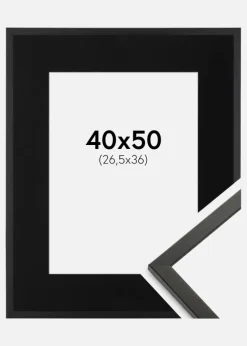 Ramme Galant Sort 40x50 cm - Passepartout Sort 27,5x37 cm
