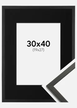 Ramme Galant Sort 30x40 cm - Passepartout Sort 20x28 cm